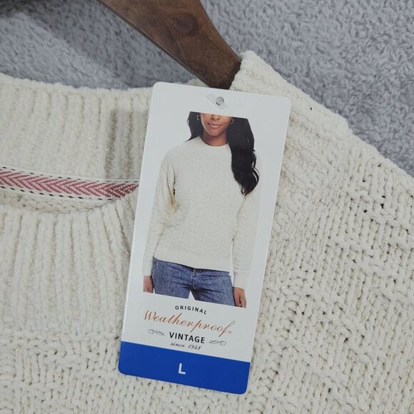 NEW Weatherproof Vintage Womens Cream Textured Shimmer Sweater L/G// 25CT - Picture 6 of 7